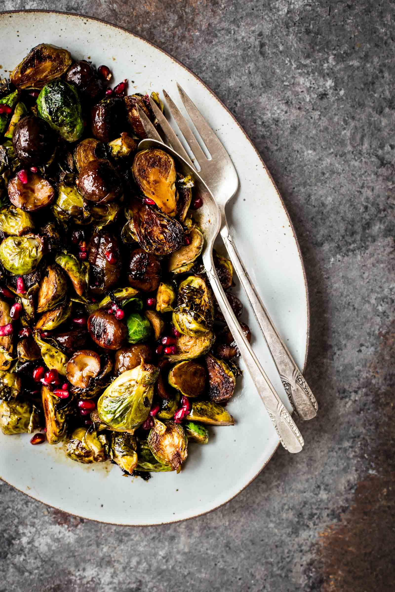 Maple-Bourbon Glazed Brussels Sprouts - Dishing Up the Dirt