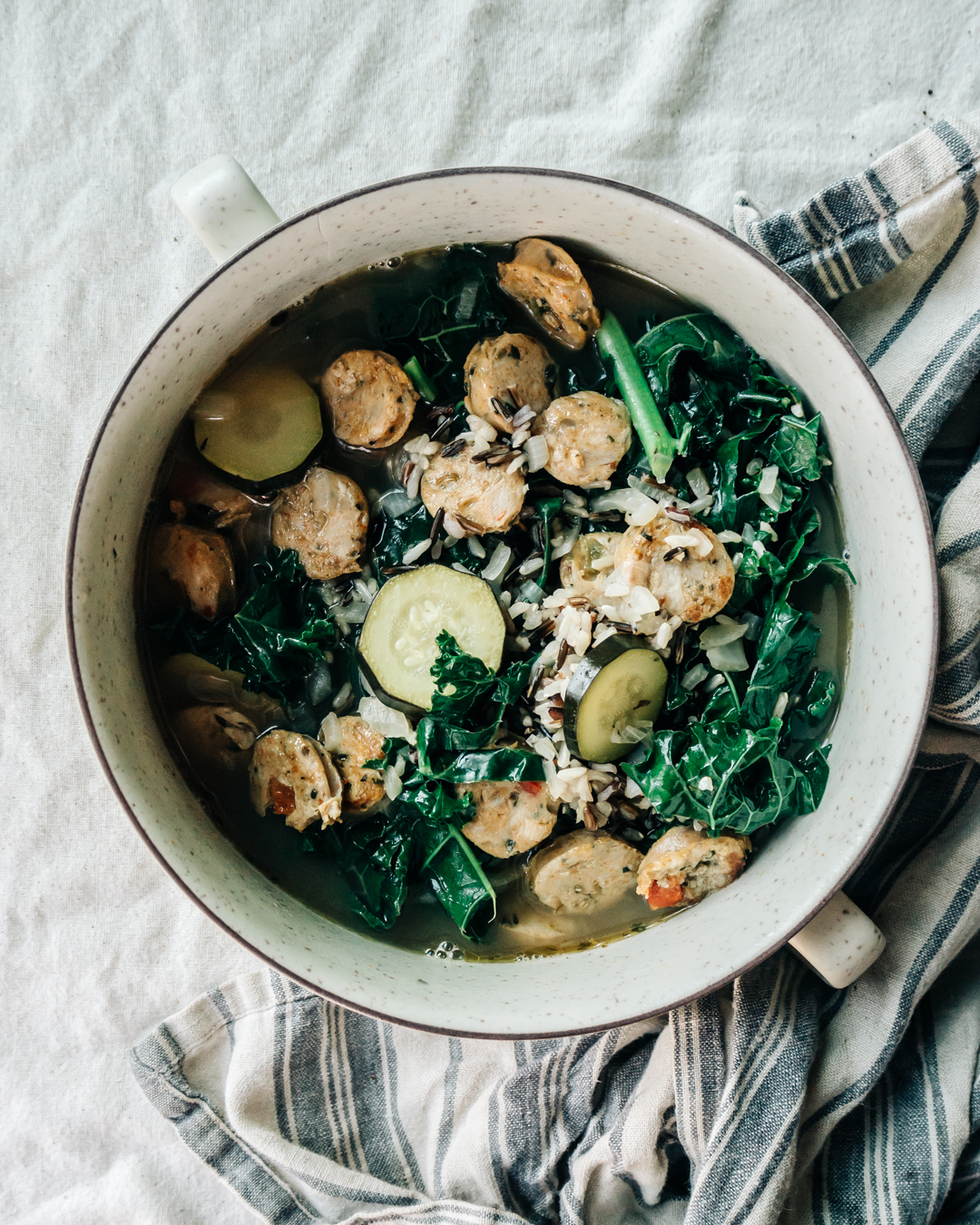 Zucchini, Wild Rice & Sausage Soup Dishing Up the Dirt