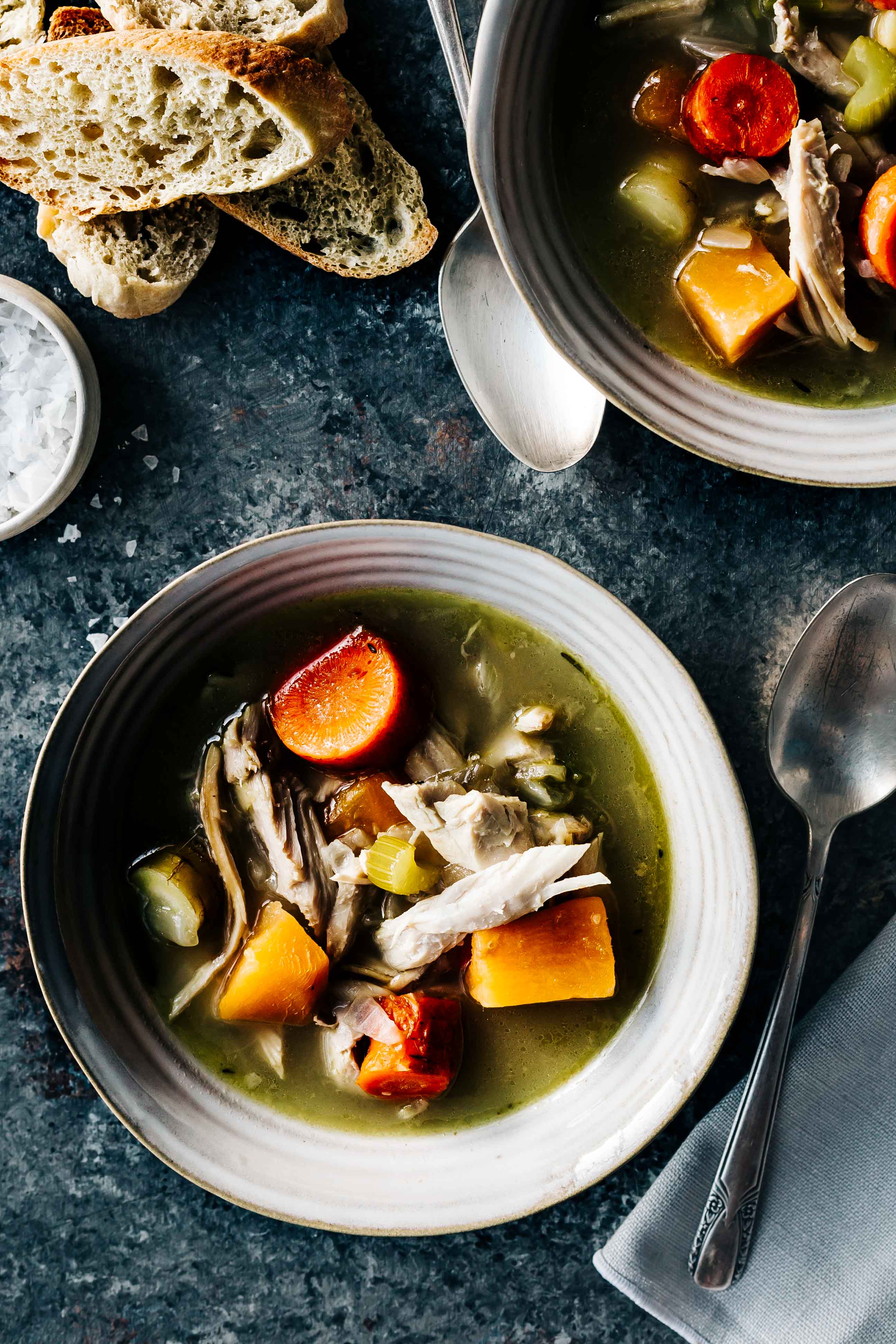 Leftover Turkey Soup with Root Vegetables - The Roasted Root