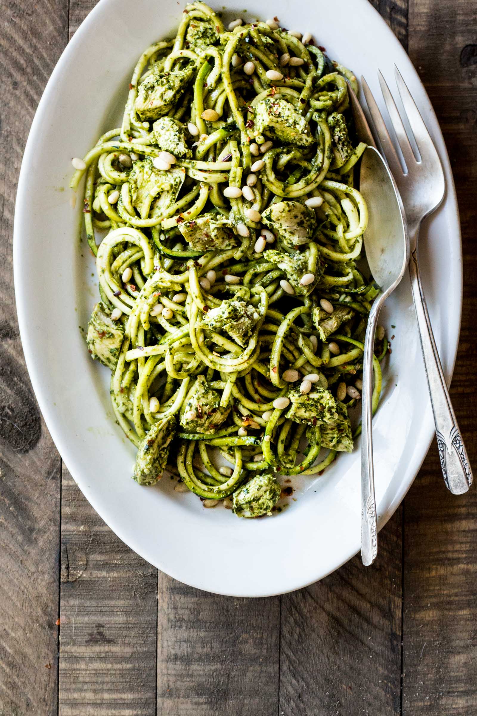 Chicken Pesto Zucchini Noodles Dishing Up the Dirt