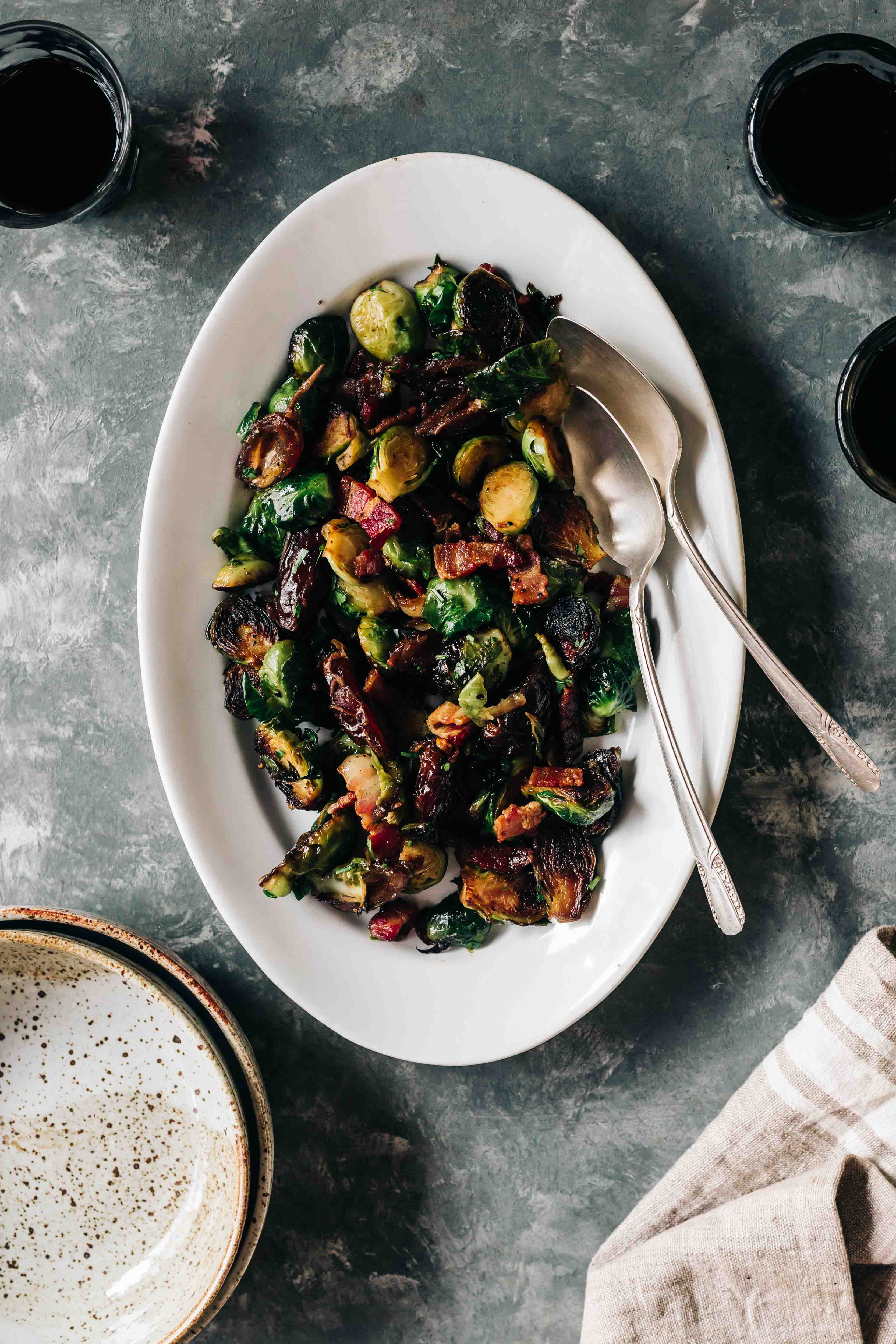 Charred Brussels Sprouts With Bacon Dates